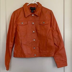 Vintage - Metrostyle Vibrant Orange Genuine Leather Jacket
